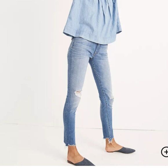 NEW Madewell Mid-rise Skinny‎ ripped Jeans in Frankie Wash, 25P - Picture 3 of 16